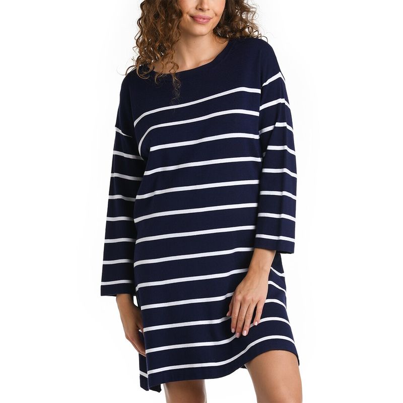 La Blanca Womens Boat Neck Tunic, Blue